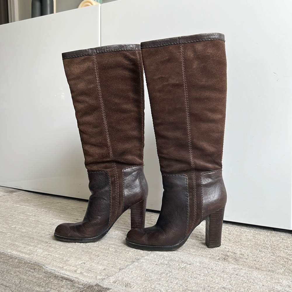 Brown Leather and Suede Boots - Sz 7